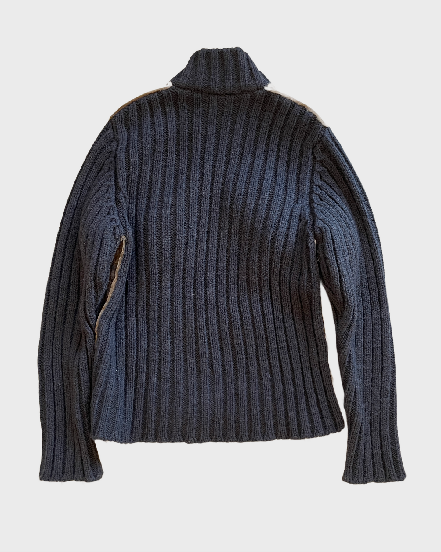 Vintage Leather Knit Patchwork Jacket