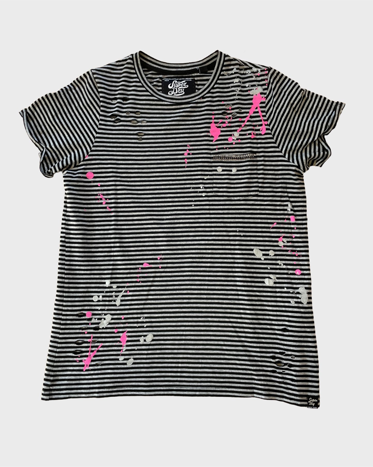 Vintage Superdry Striped Paint Splash T-Shirt