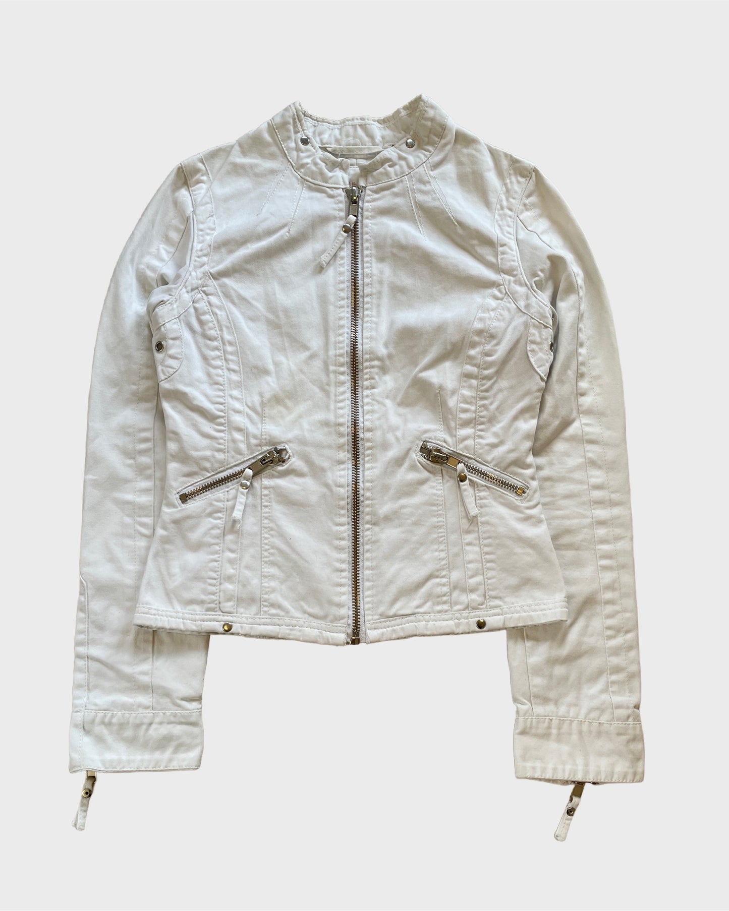 Vintage Biker Jacket with Zipper Details