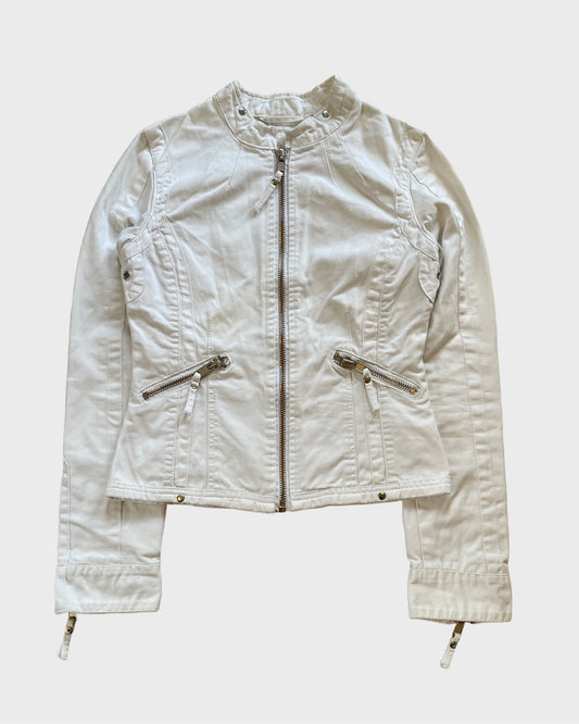 Vintage Biker Jacket with Zipper Details