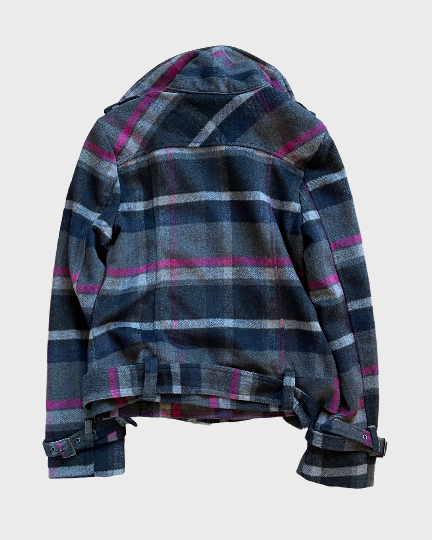 Vintage Double Breasted Plaid Wool Jacket