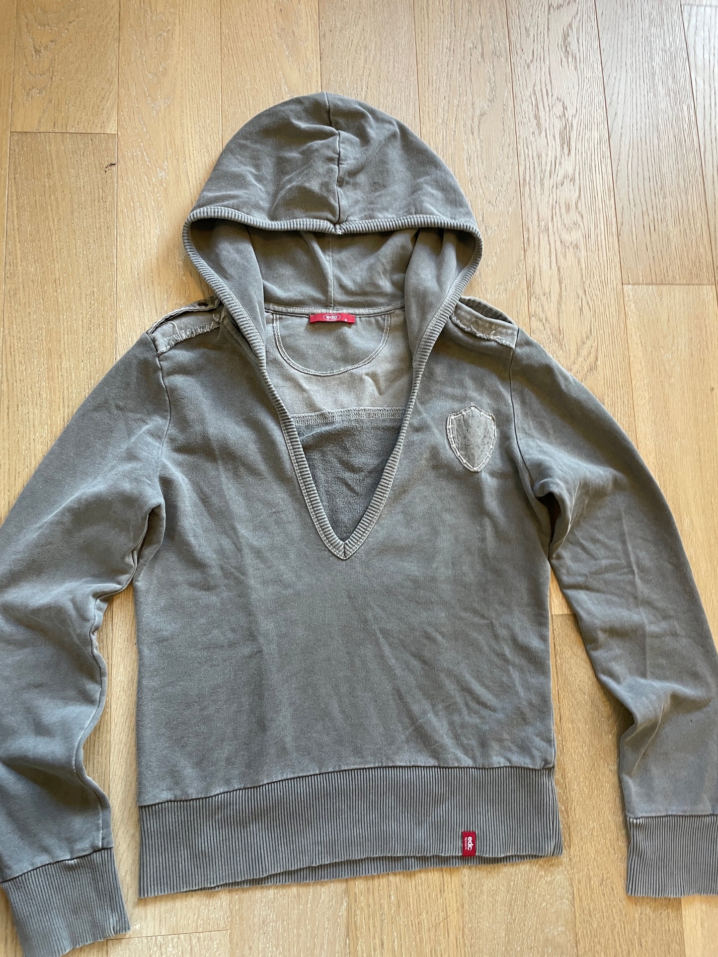 Vintage Military Deep Neck Hoodie