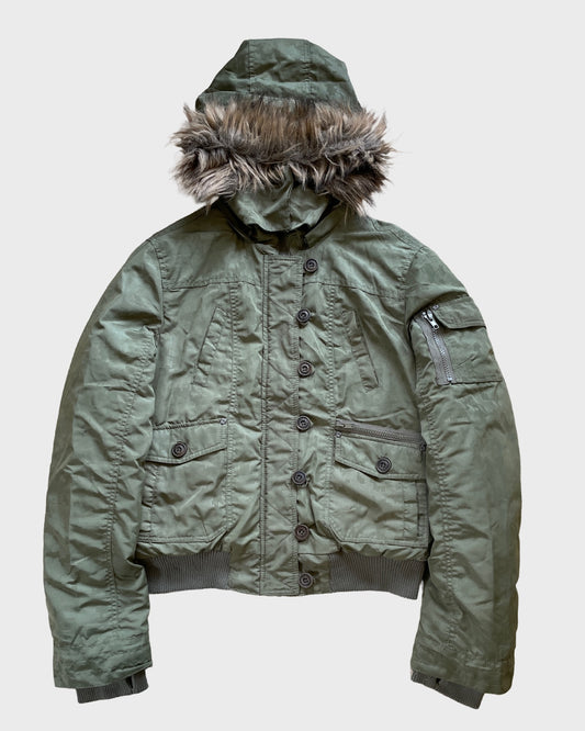 Vintage Military Fur Bomber Jacket