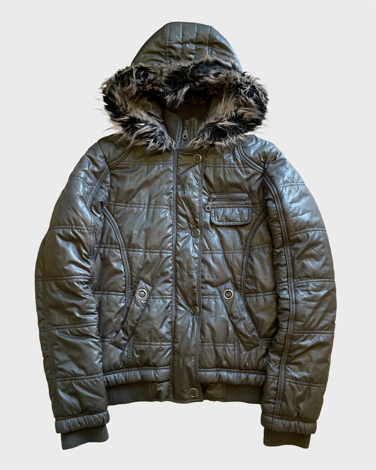 Vintage Military Fur Puffer Jacket