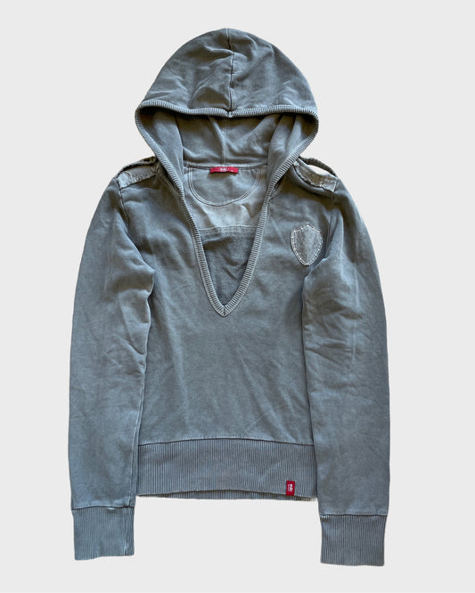 Vintage Military Deep Neck Hoodie