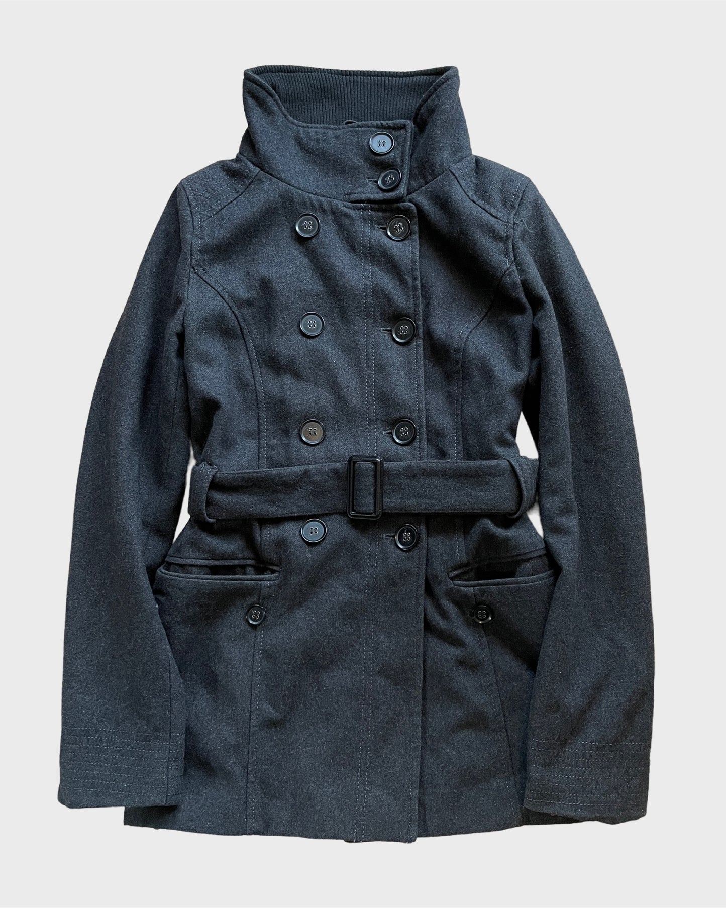 Vintage Belted Coat with Button Details