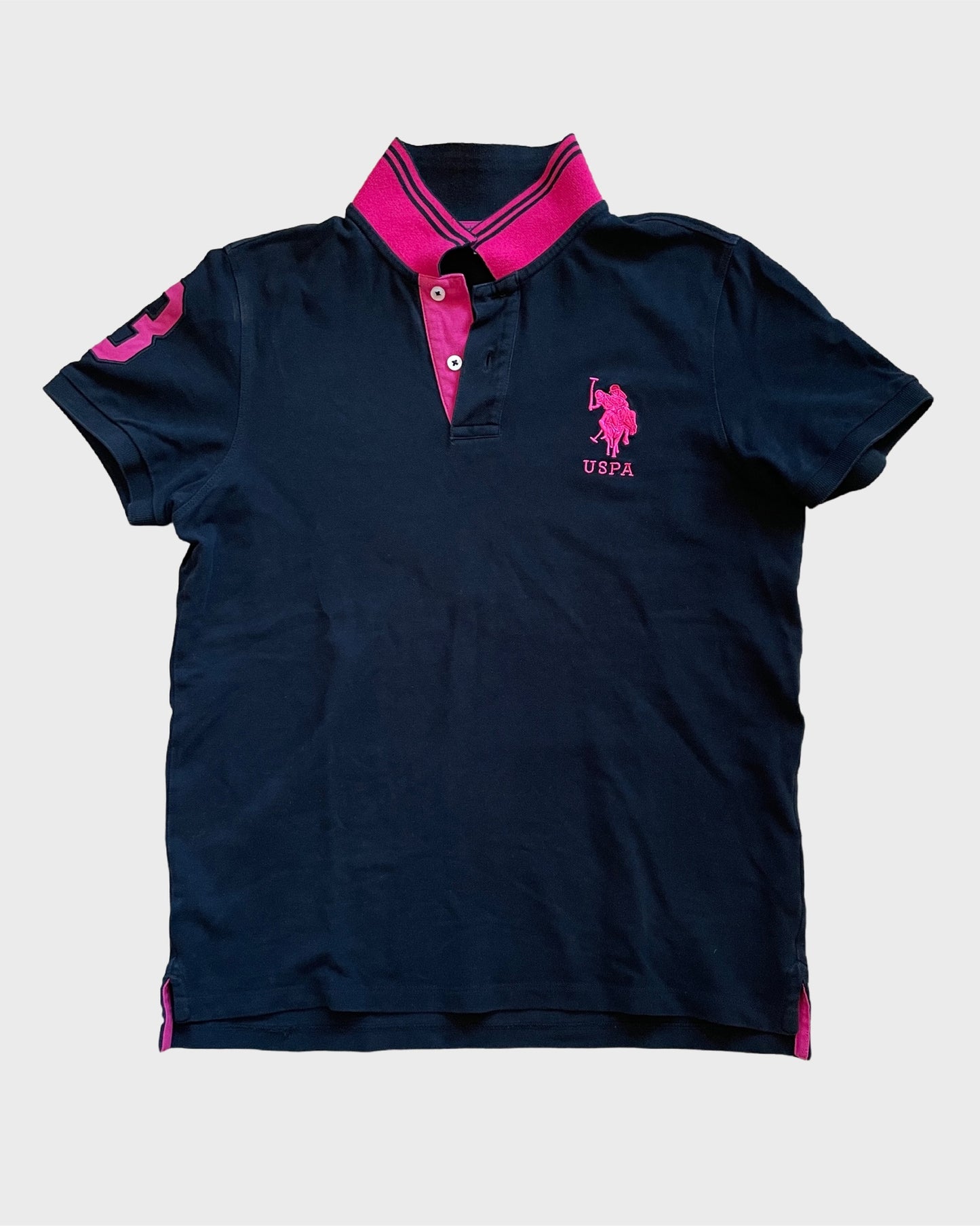 Vintage USPA Polo with Neon Pink Details