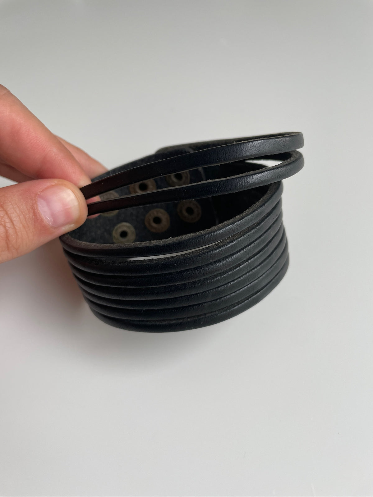 Black Leather Cuff Bracelet