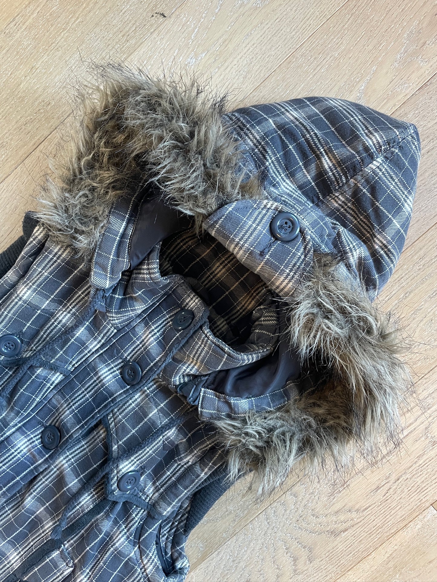 Vintage Plaid Fur Vest