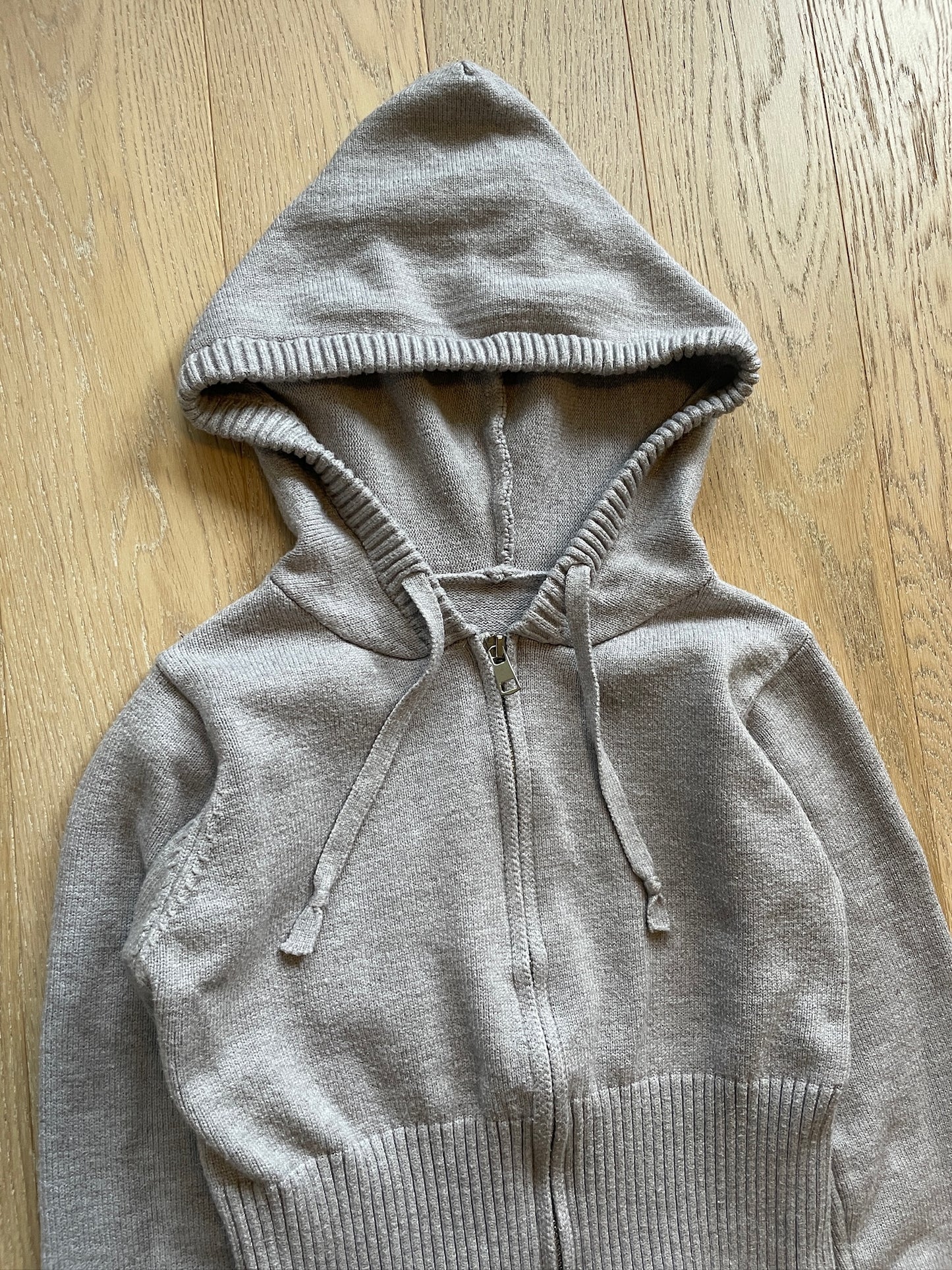 Vintage Cropped Knit Zip Hoodie