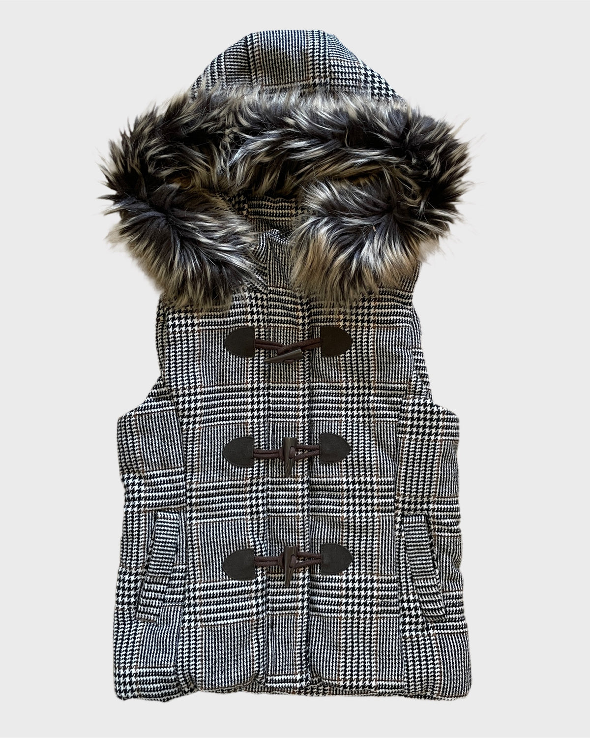 Fur Plaid Vest