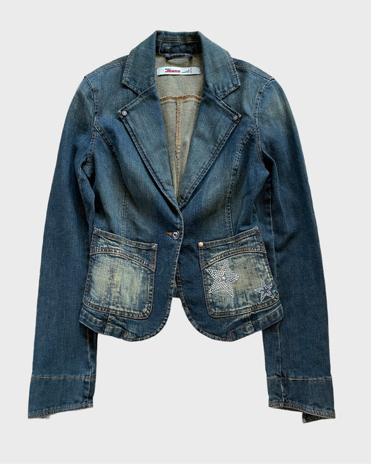 Vintage Studded Jeans Blazer