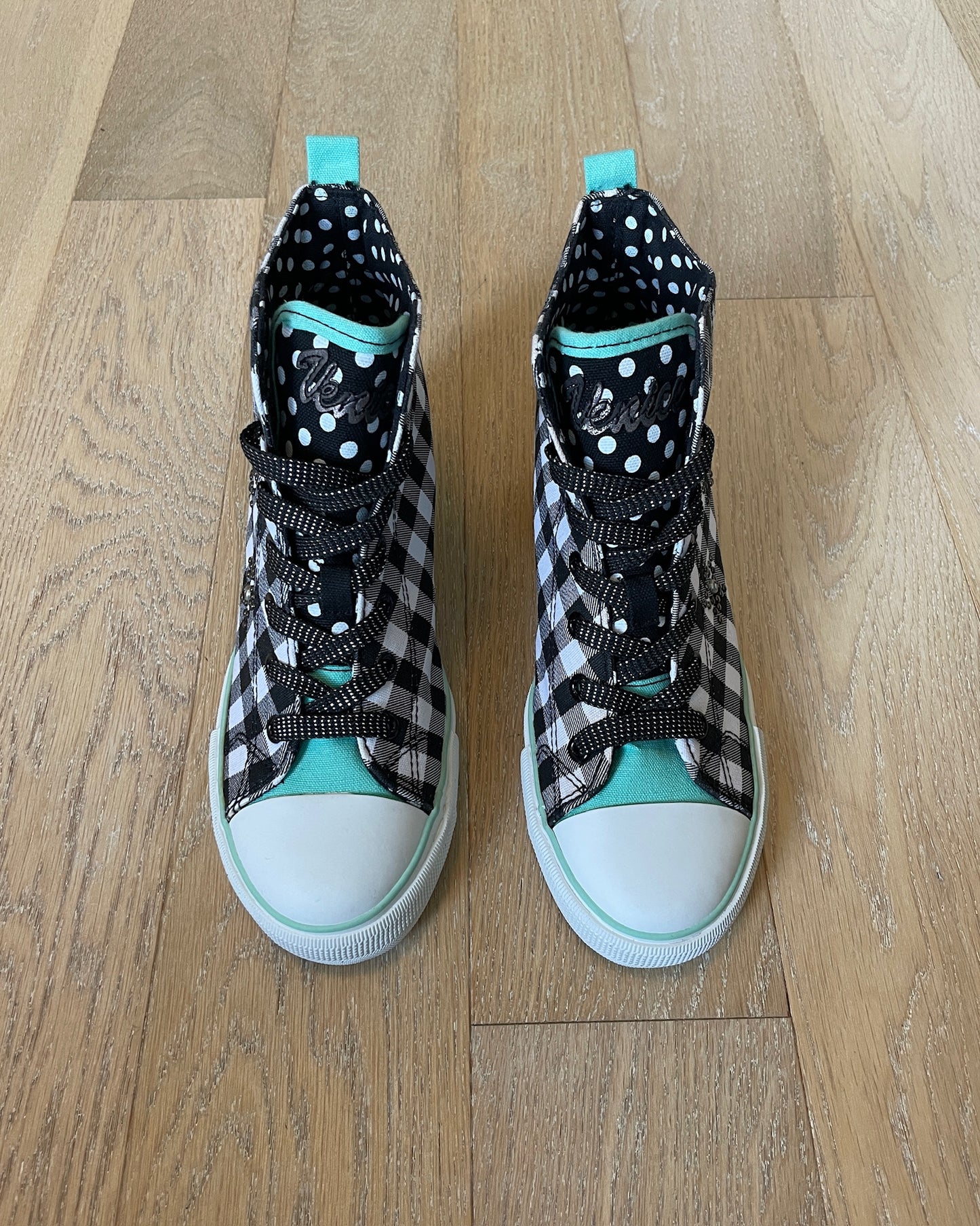 Vintage Plaid Studded Wedge Chucks