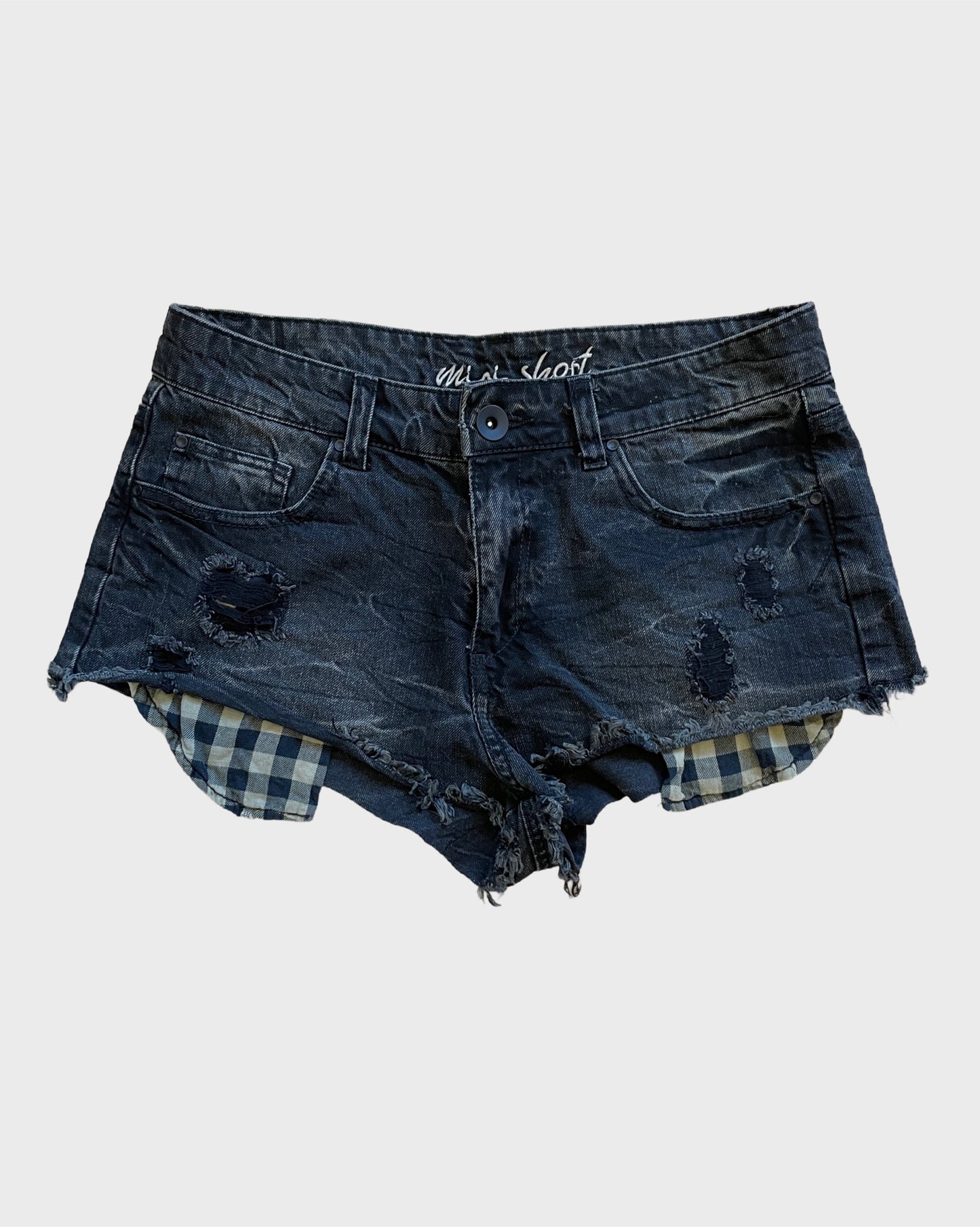 Vintage Plaid Jeans Shorts