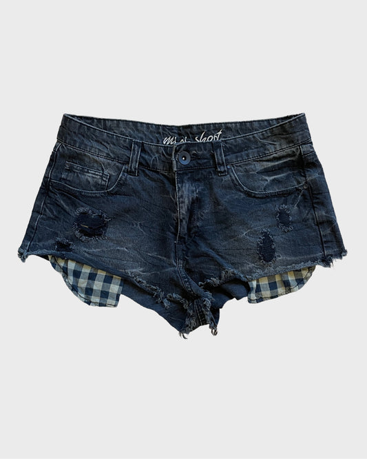 Vintage Plaid Jeans Shorts