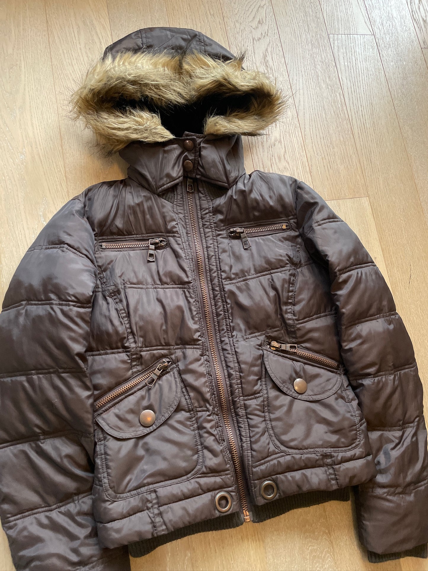 Vintage Military Fur Puffer Jacket