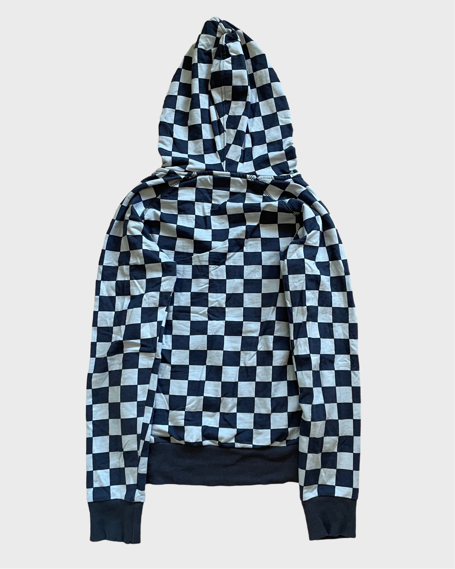 Vintage Checkerboard Deep Neck Hoodie