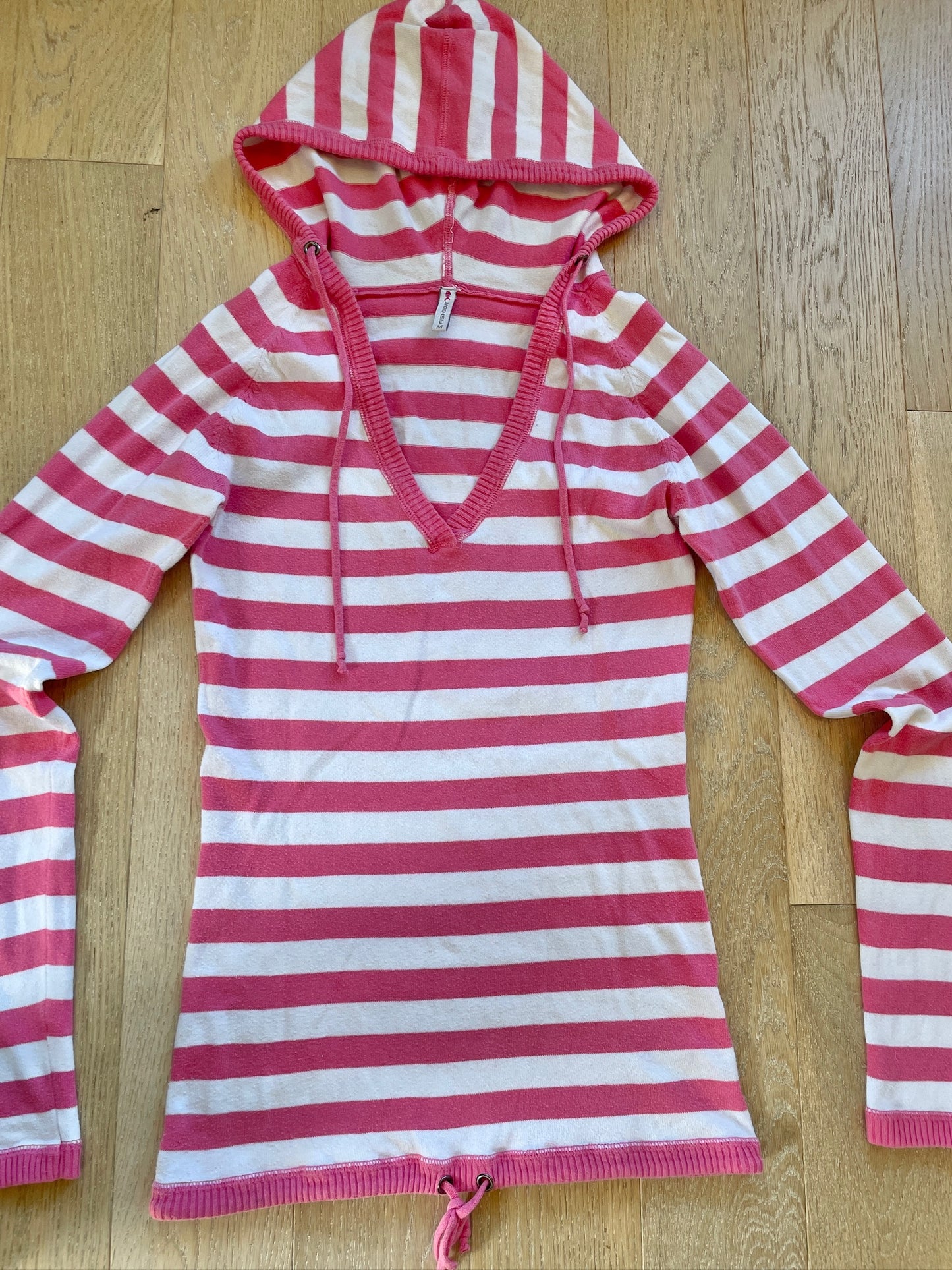 Vintage Striped Deep Neck Hoodie