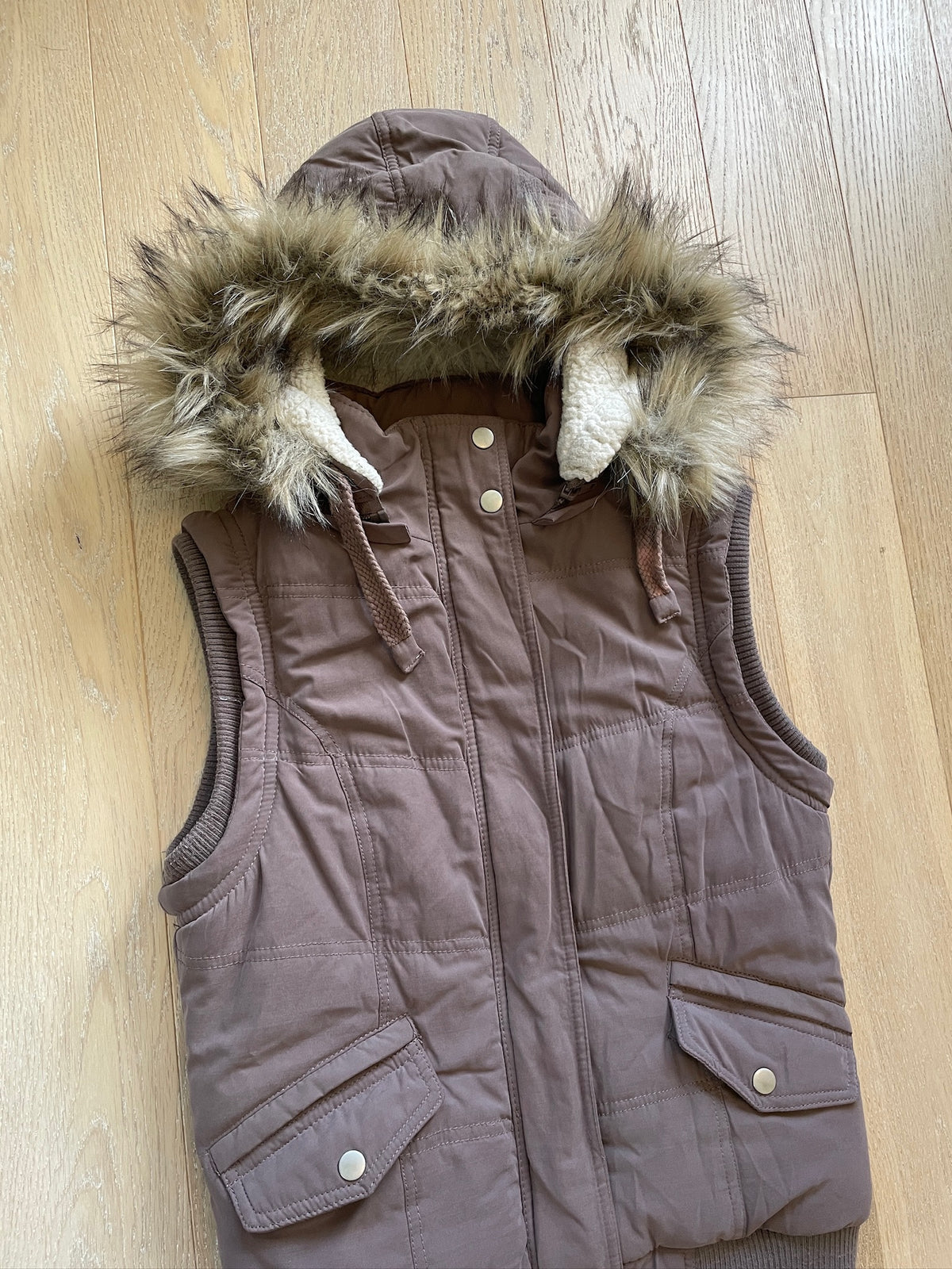 Brown Fur Puffer Vest
