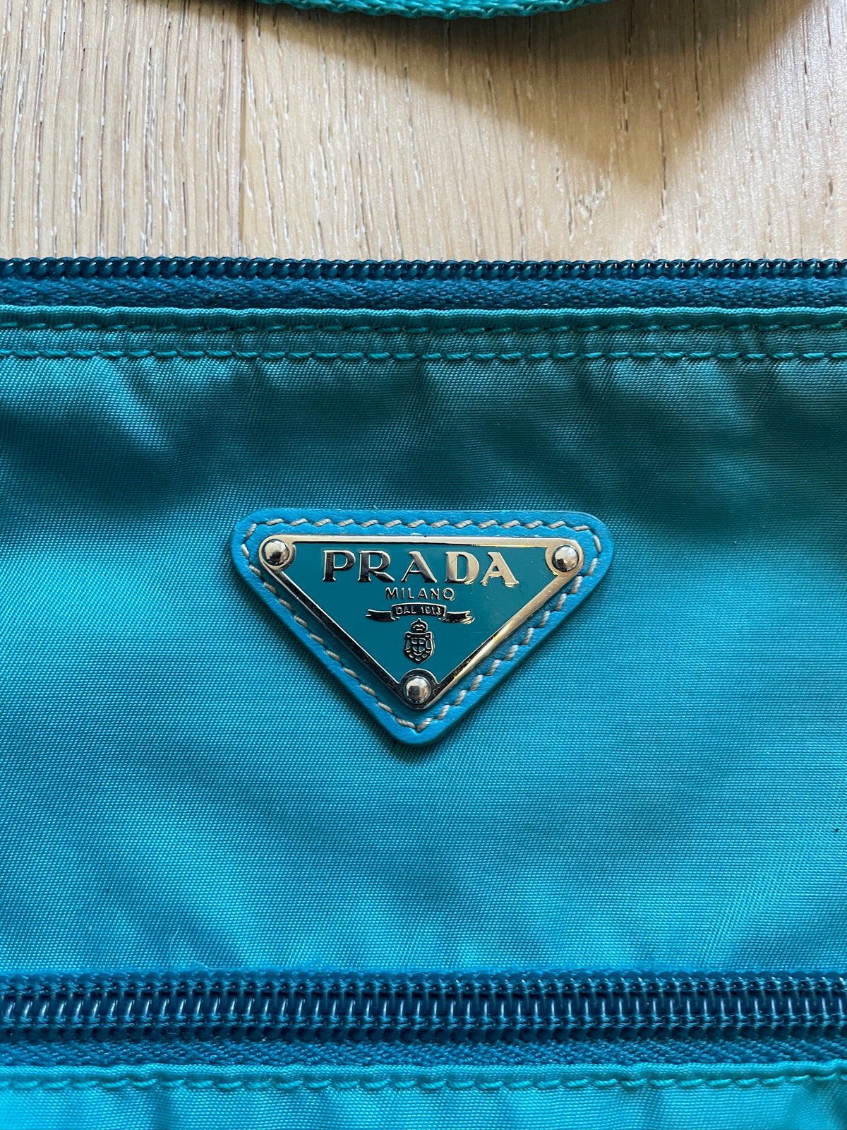 Prada Teal Flat Crossbody Bag
