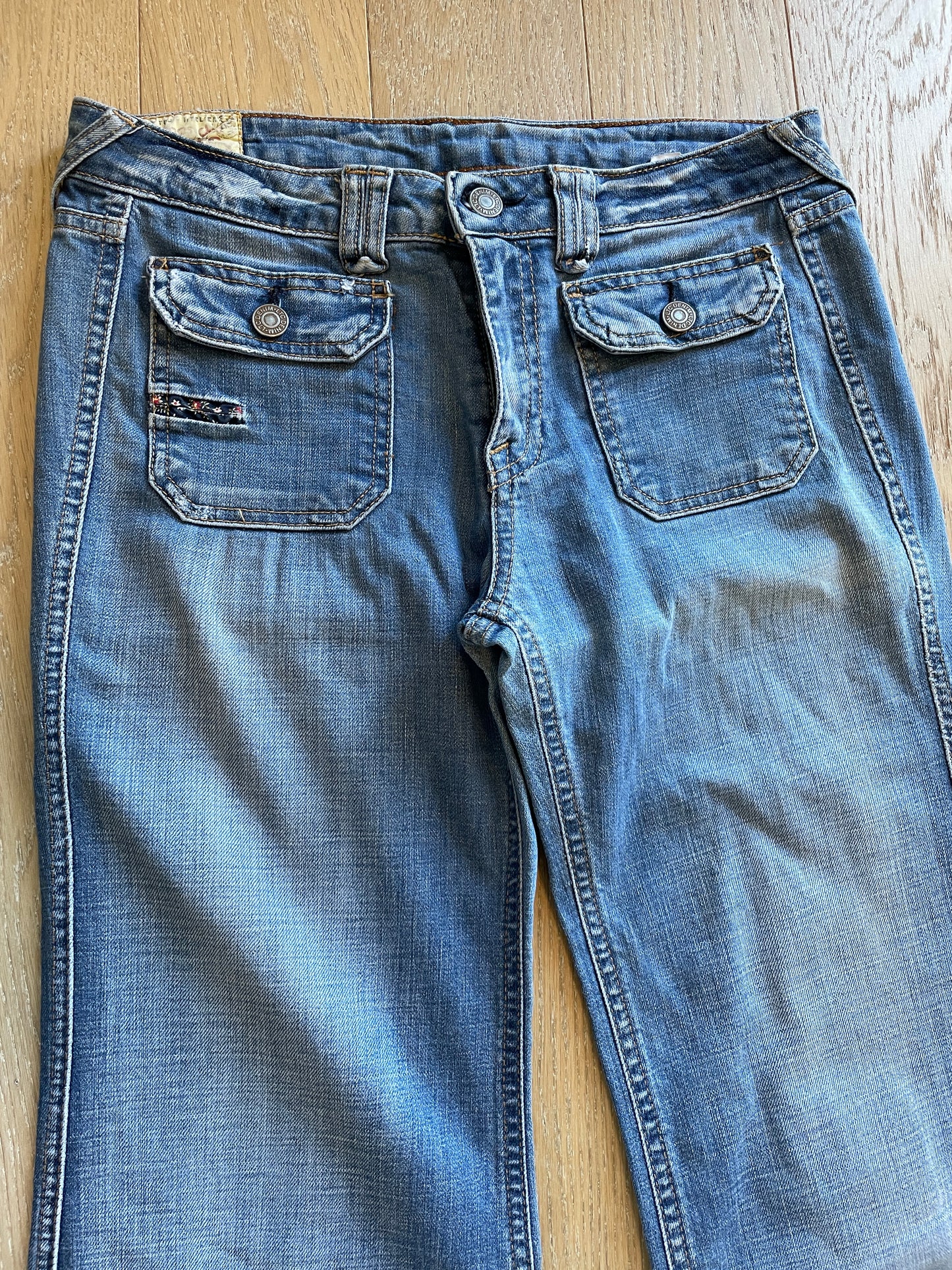 Vintage Low Waist Flared Denim Jeans