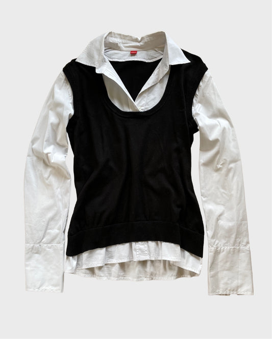 Vintage Knit Vest with Integrated Shirt