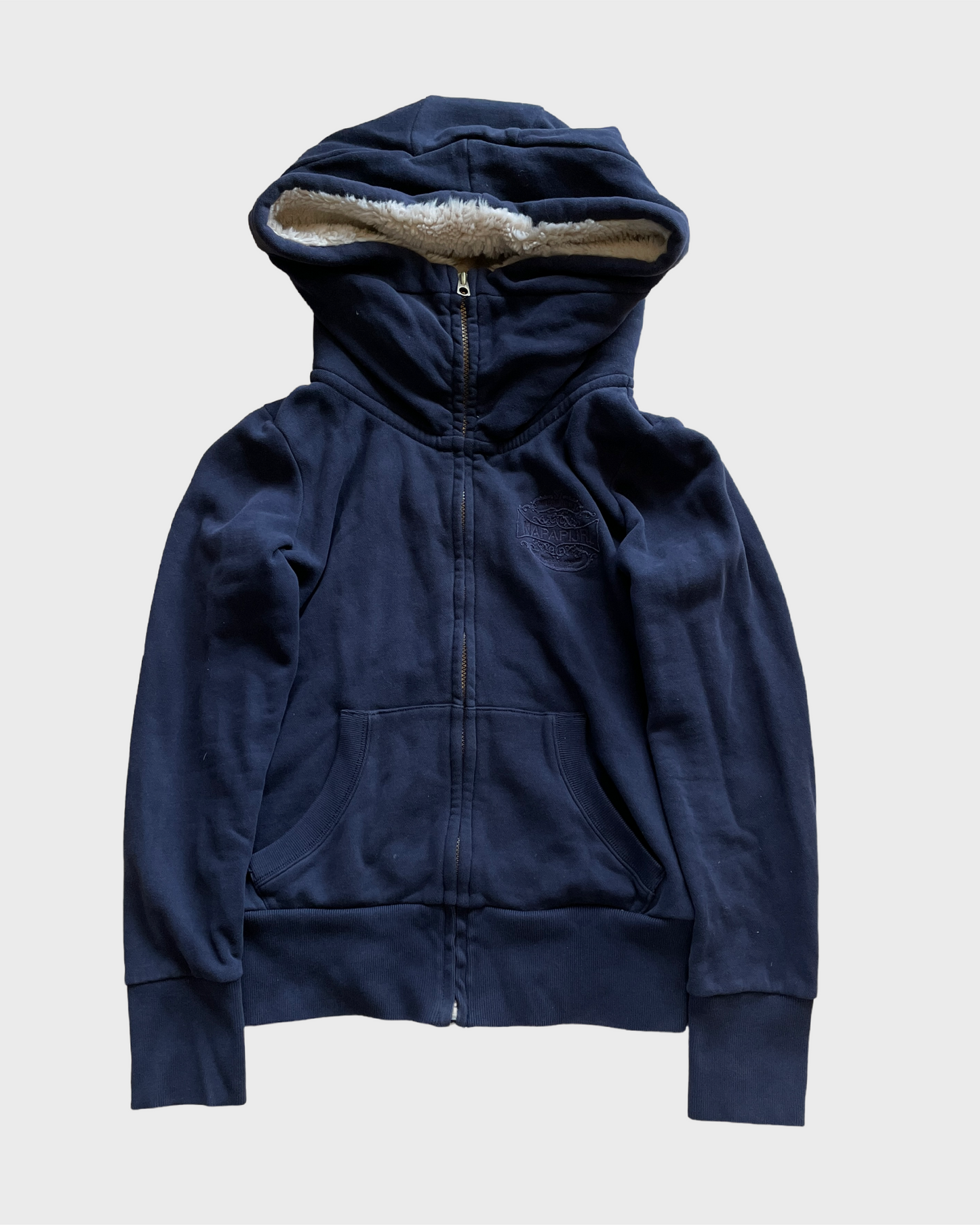 Vintage Napapijri Fur Zip Hoodie