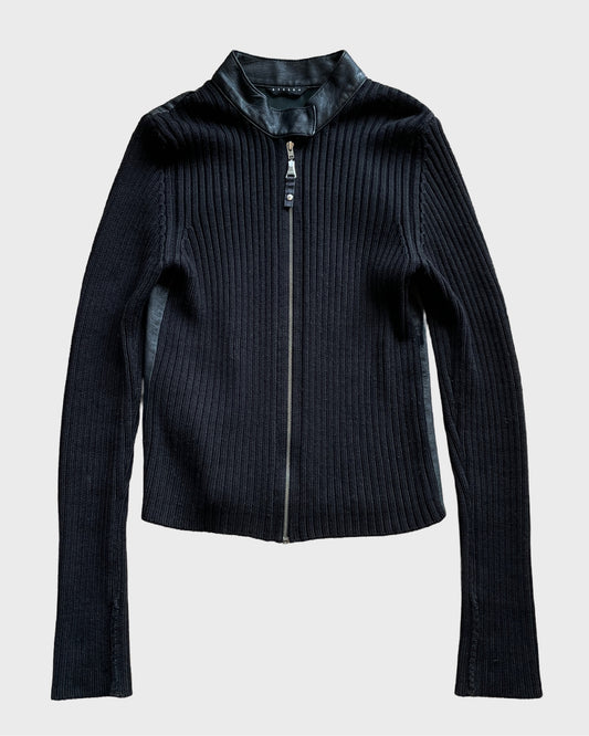 Vintage Sisley Leather Knit Zip