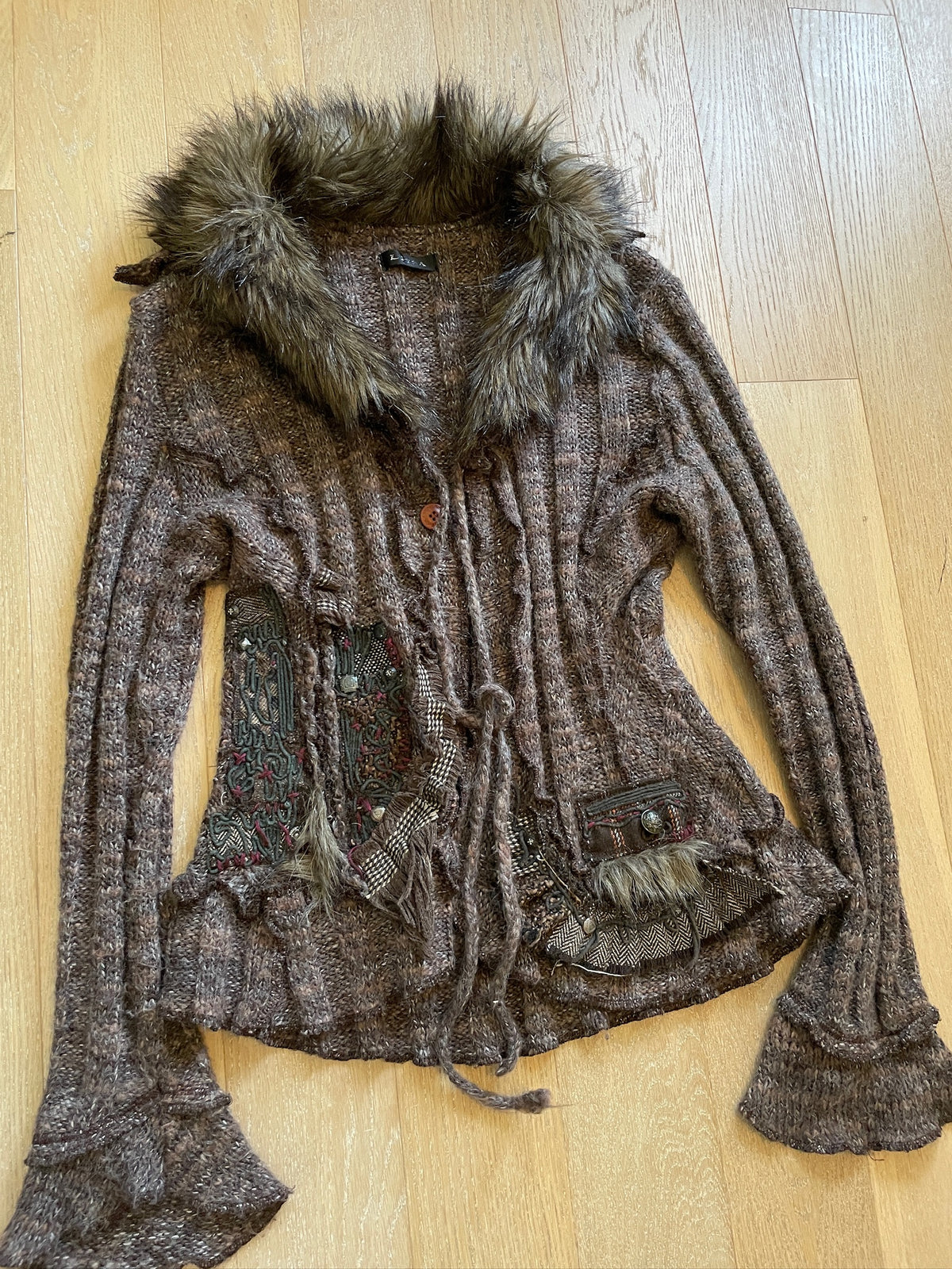 Fur Collar Knit Cardigan