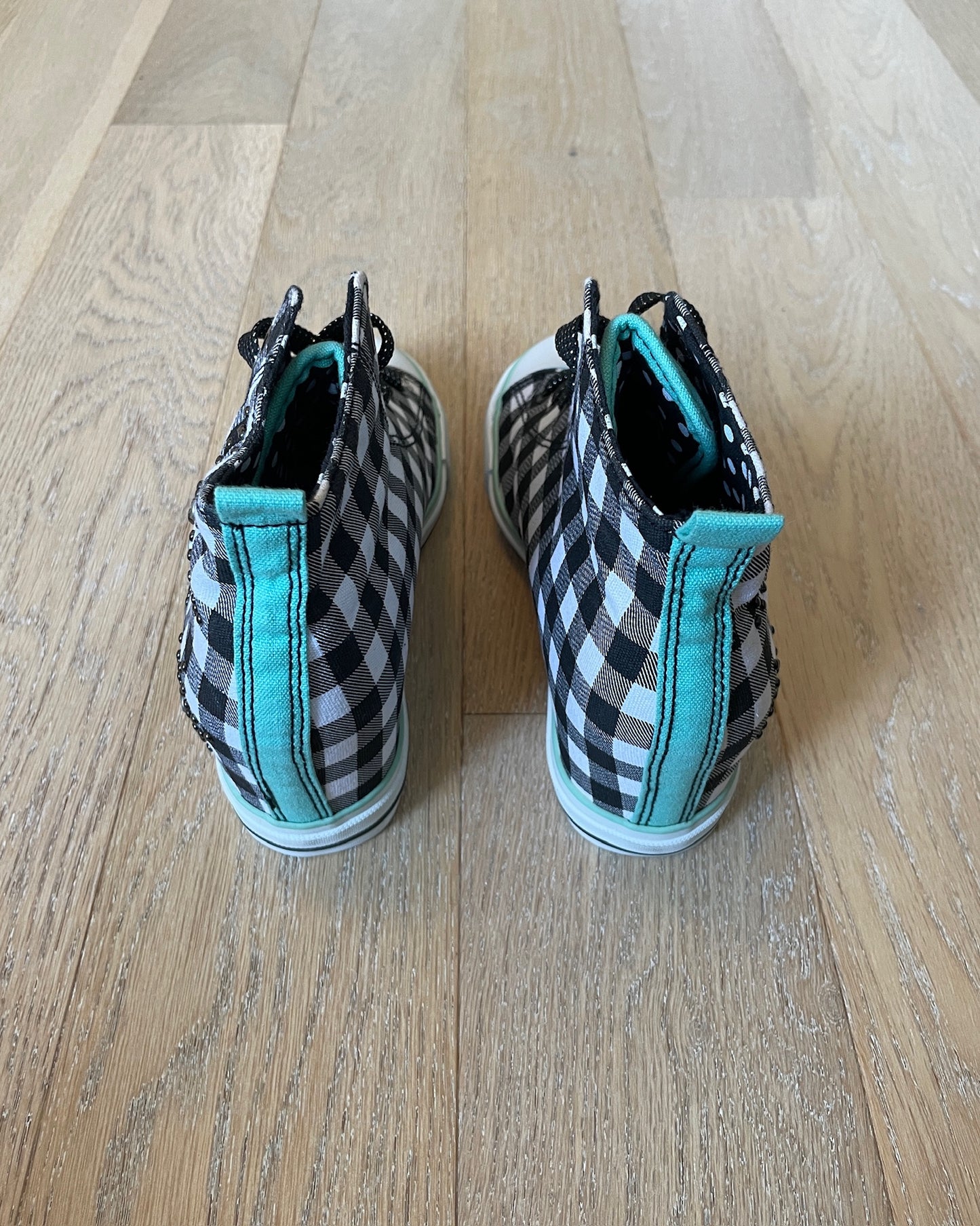 Vintage Plaid Studded Wedge Chucks
