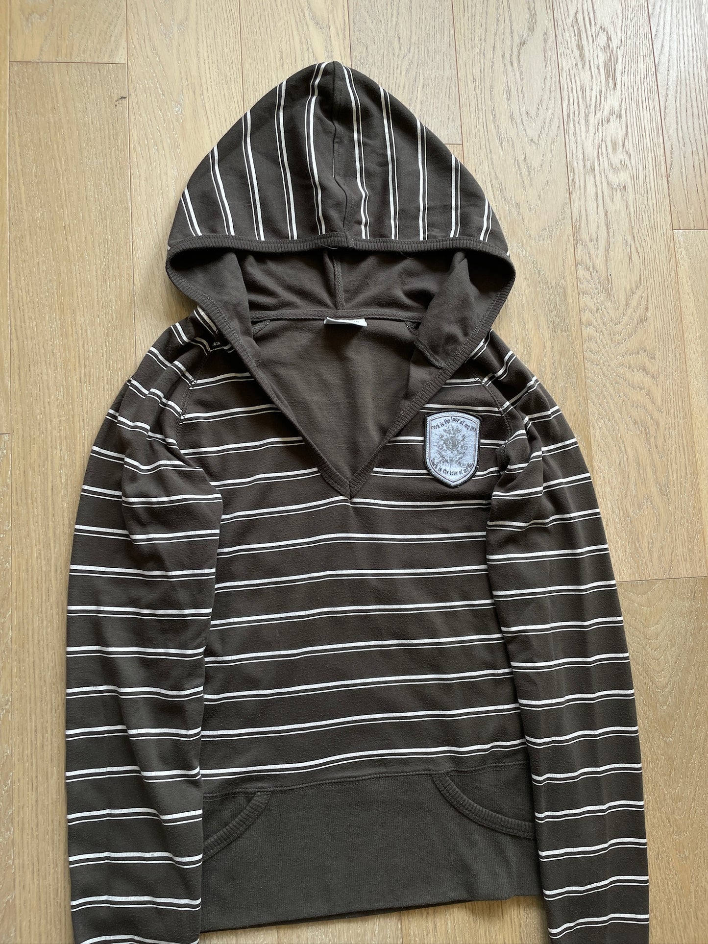 Vintage Striped Deep Neck Hoodie