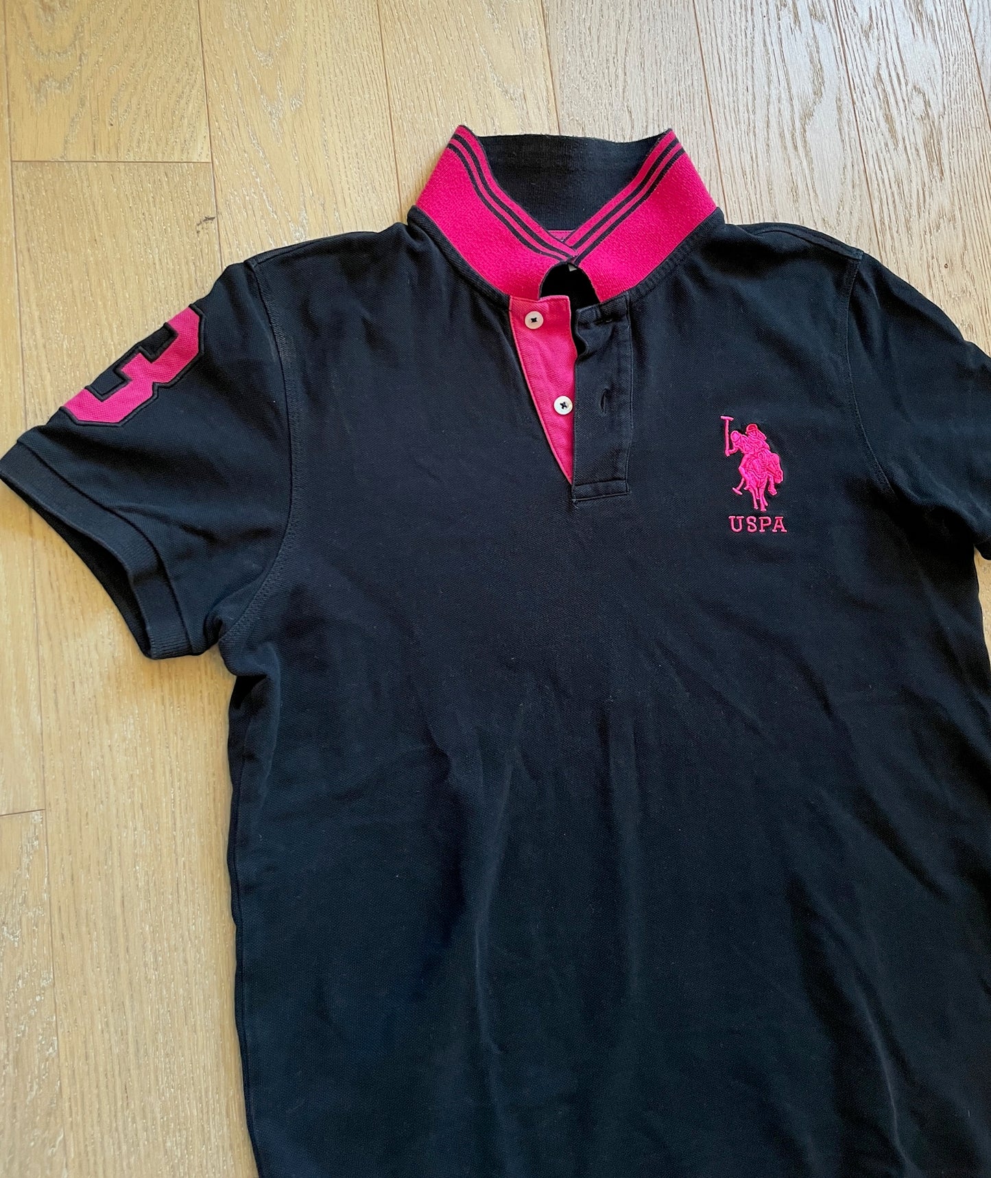 Vintage USPA Polo with Neon Pink Details