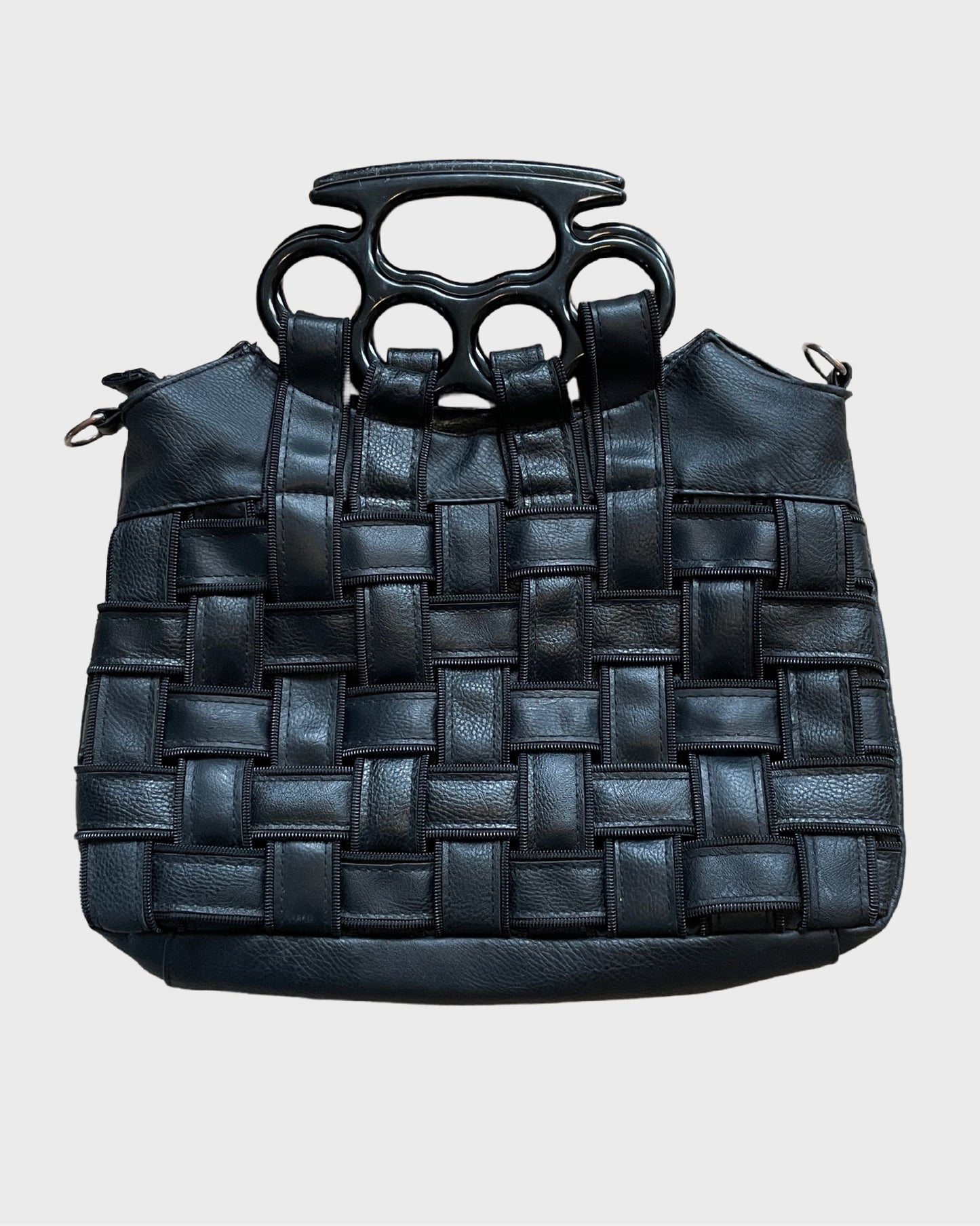 Black Woven Knuckle Handle Bag