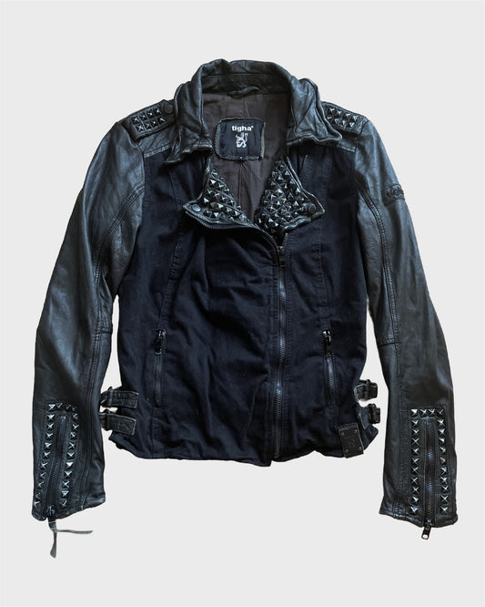 Vintage Studded Leather Biker Jacket
