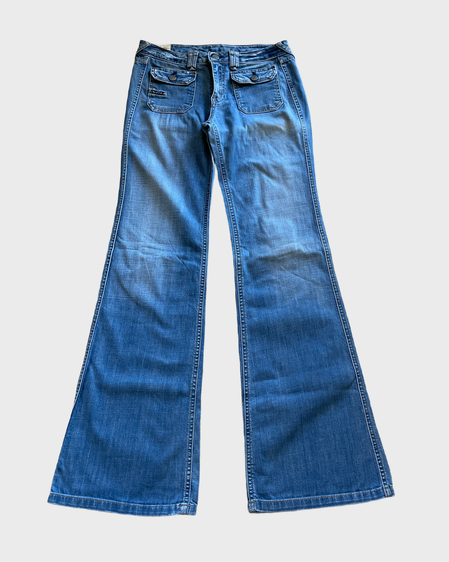 Vintage Low Waist Flared Denim Jeans