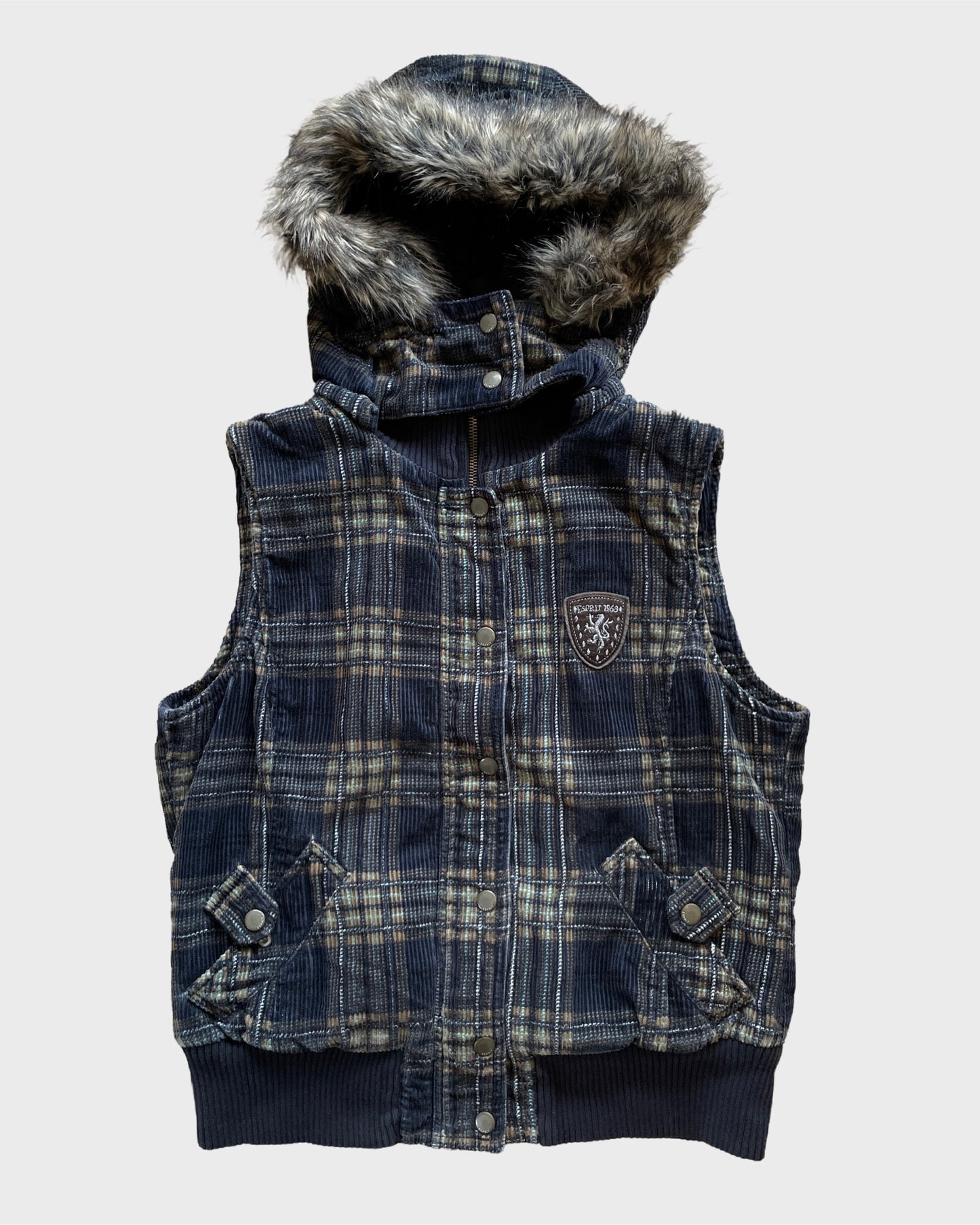 Vintage Plaid Fur Vest