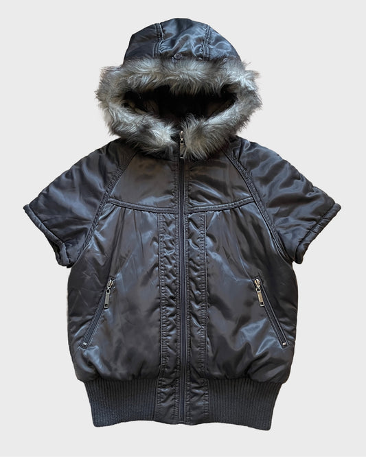 Shortsleeve Fur Bomber Jacket
