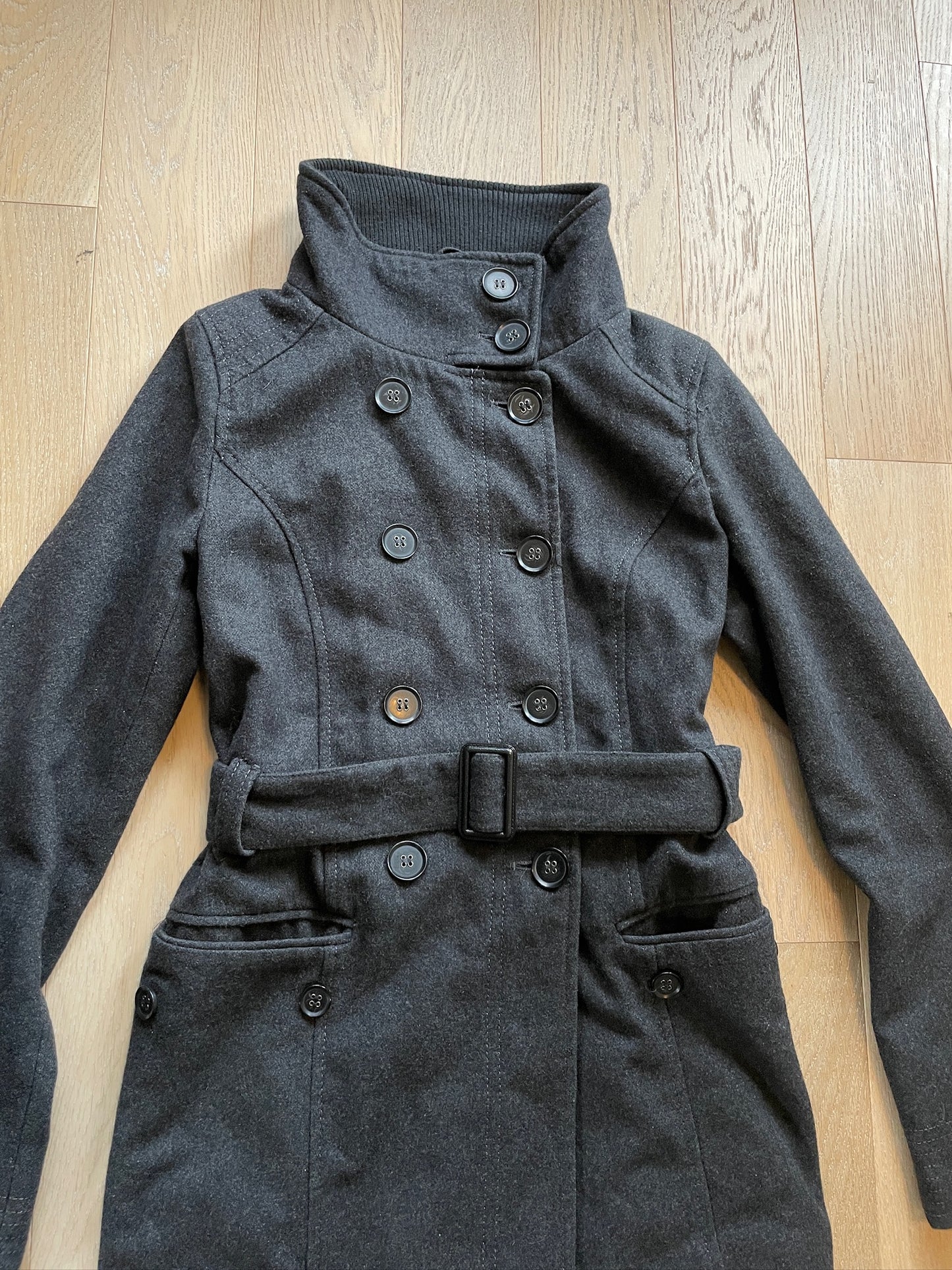 Vintage Belted Coat with Button Details