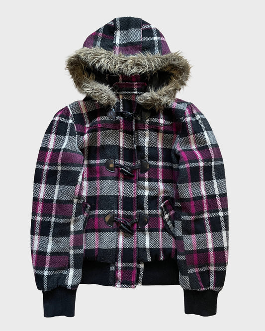 Vintage Fur Plaid Jacket