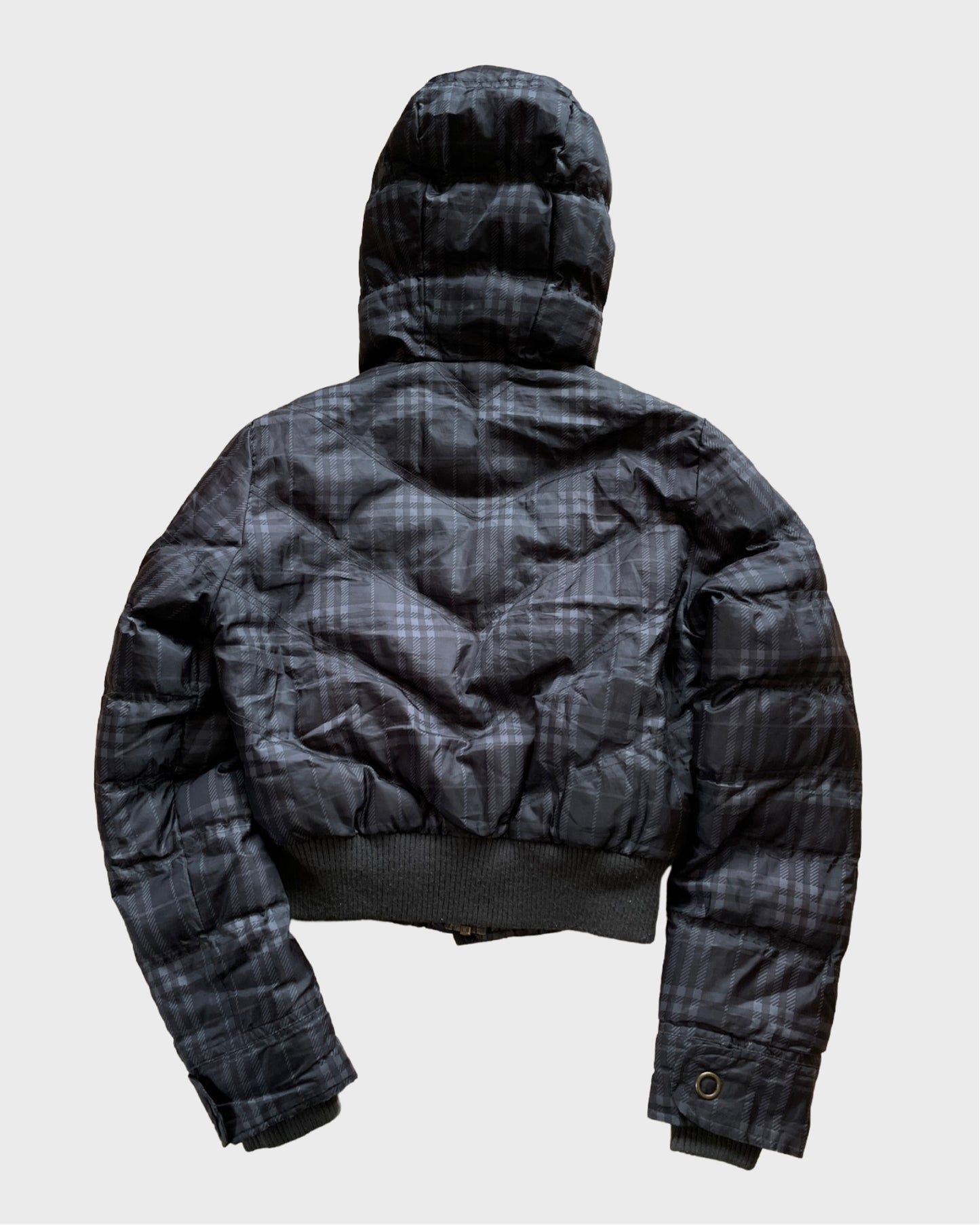 Vintage Plaid Cropped Puffer Jacket