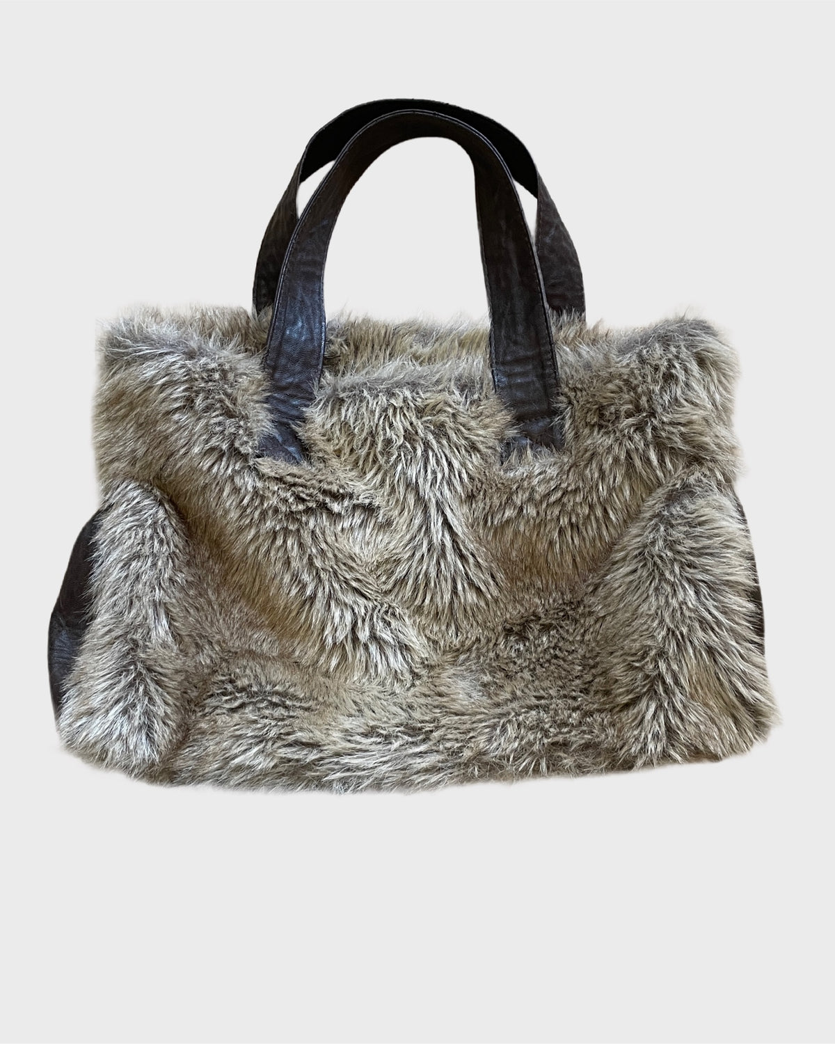 Faux Fur & Leather Tote Bag