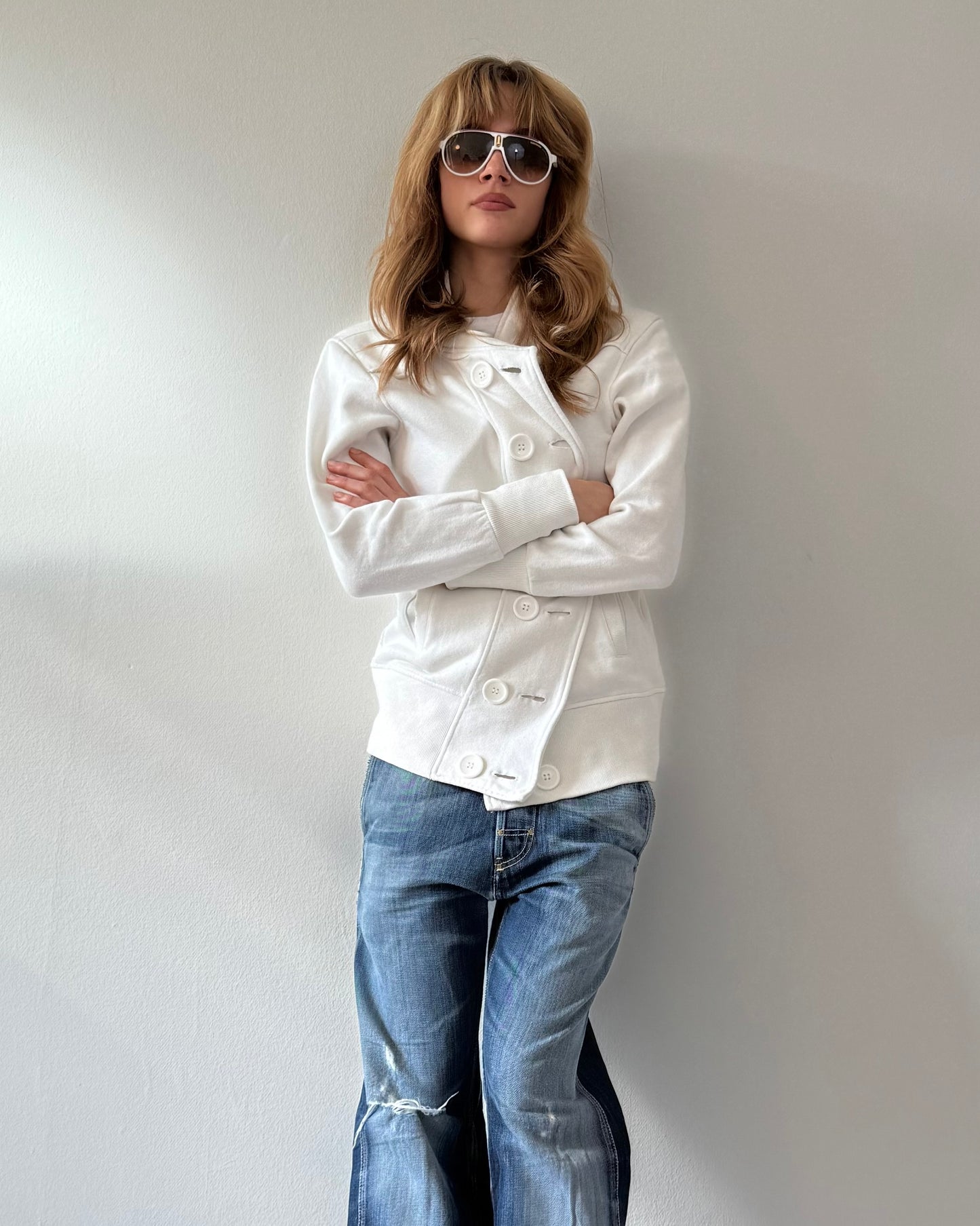 Vintage Double Breasted High Collar Jacket