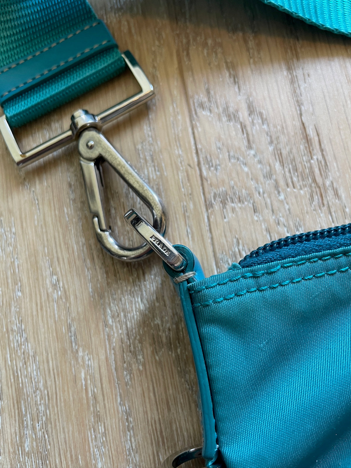 Prada Teal Flat Crossbody Bag