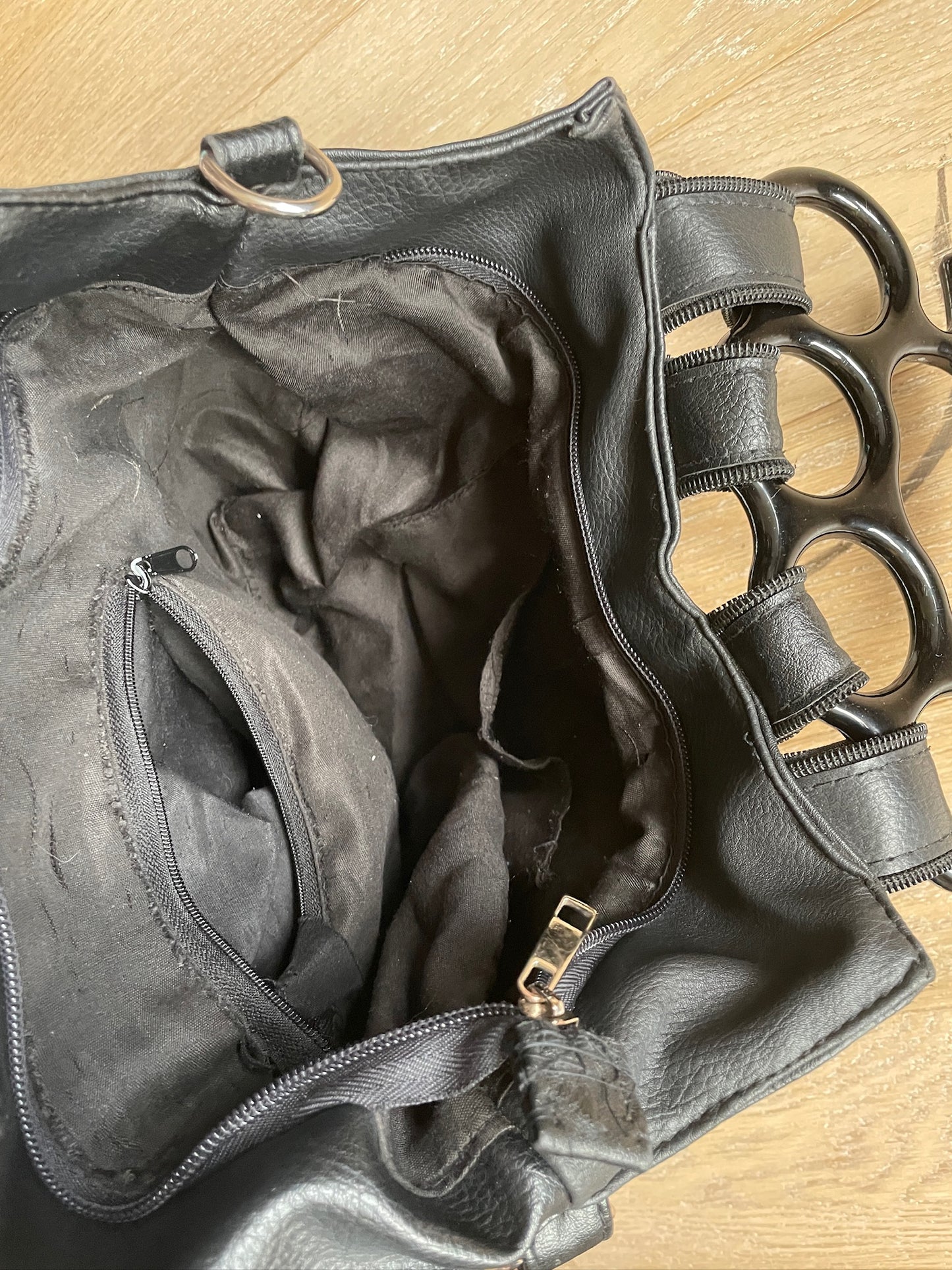 Black Woven Knuckle Handle Bag