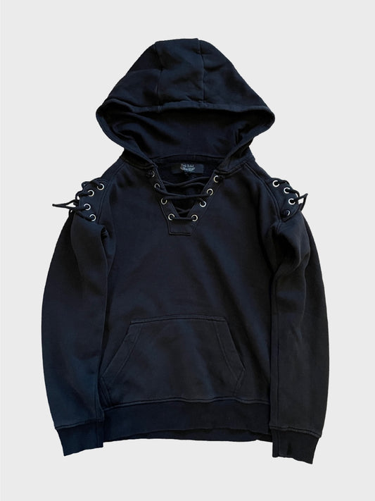 Vintage Lace-Up Hoodie