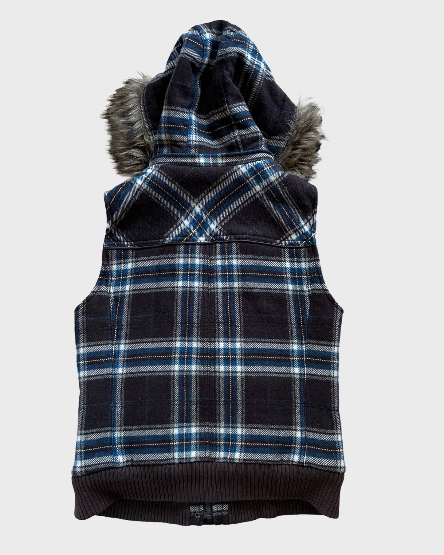 Vintage Fur Plaid Vest