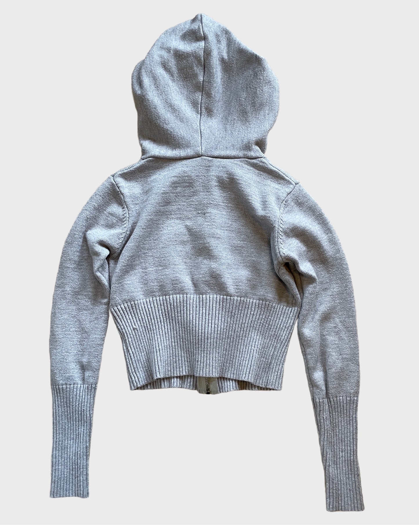 Vintage Cropped Knit Zip Hoodie