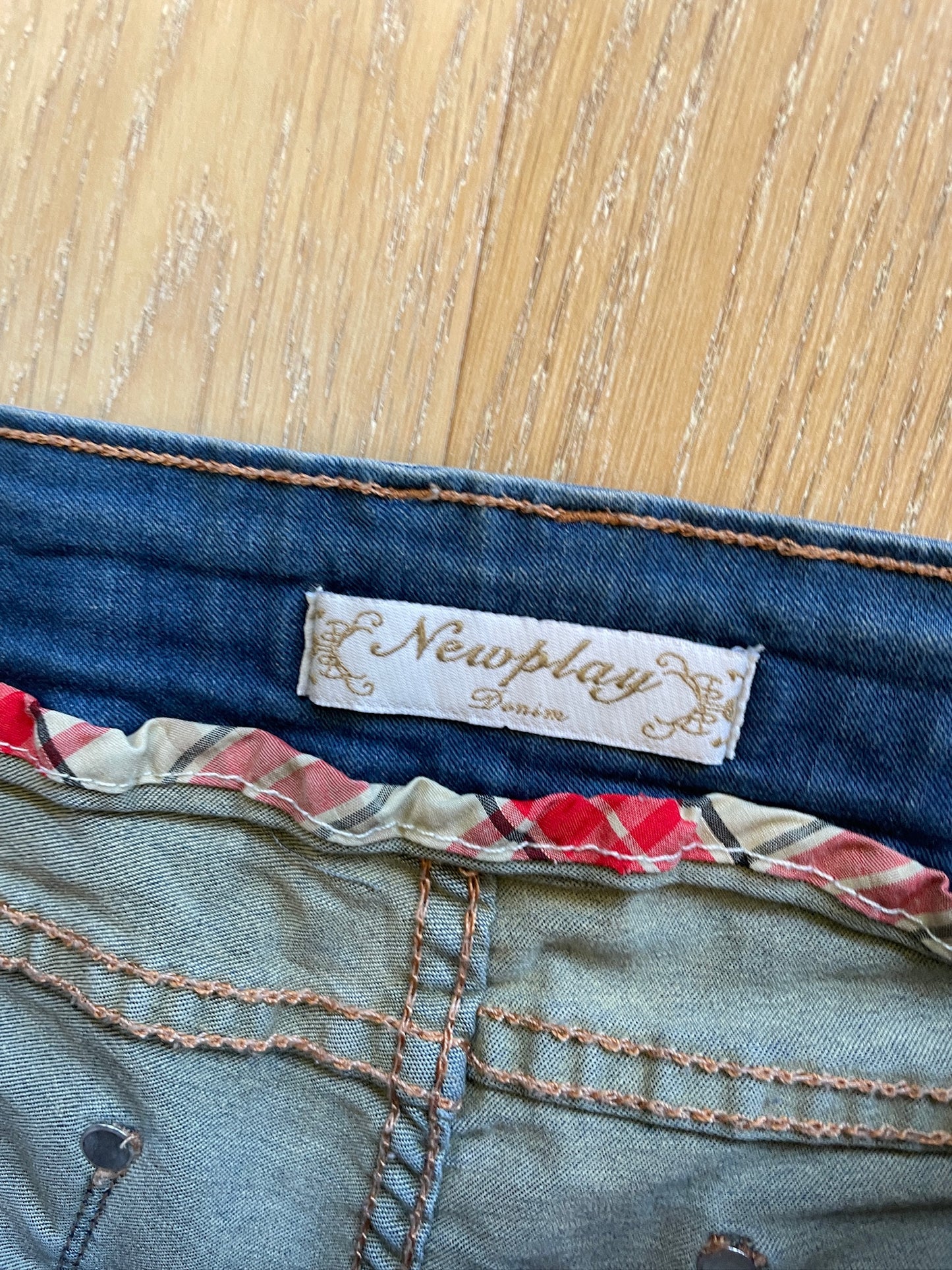 Vintage Plaid Jeans Shorts