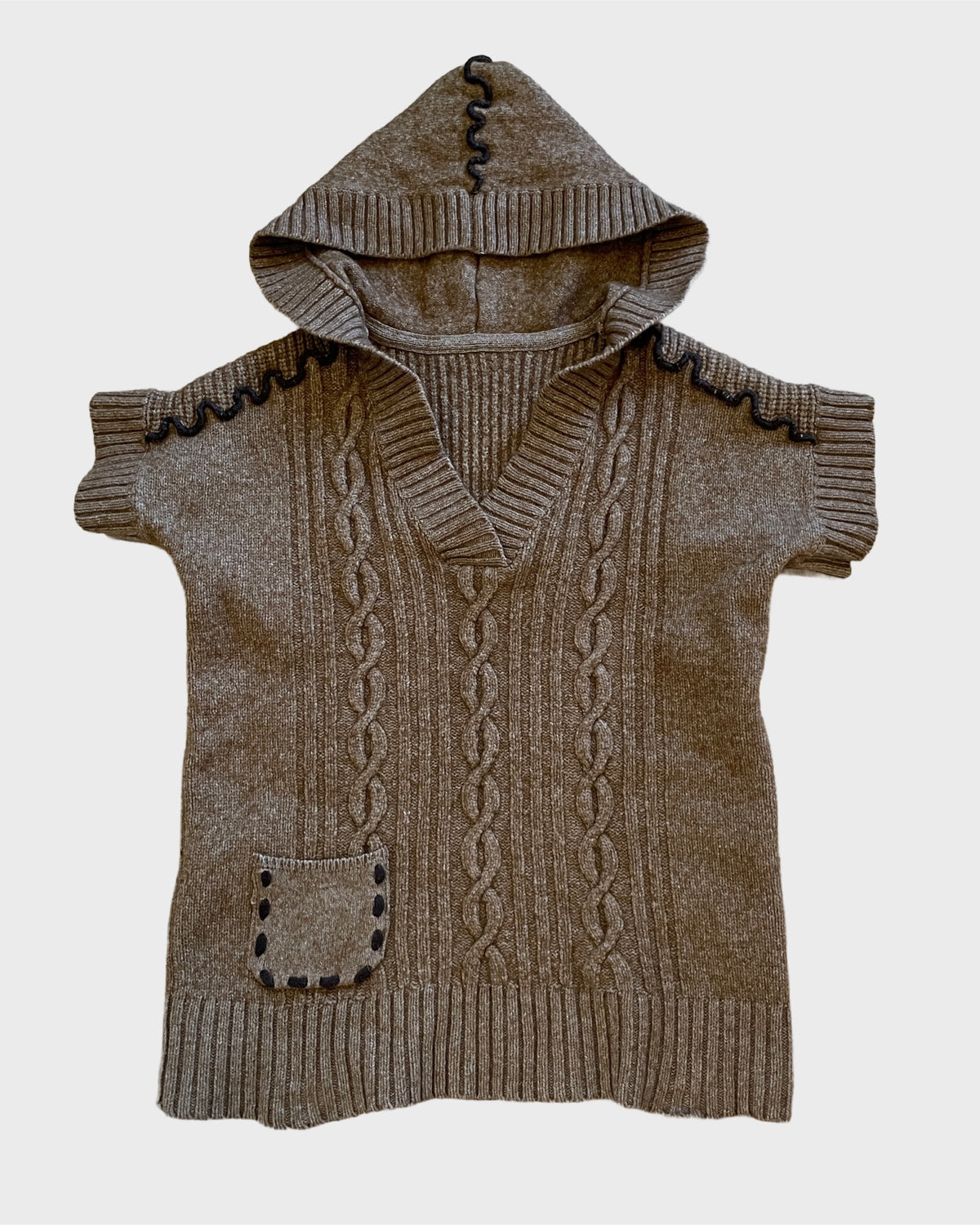Shortsleeve Hooded Knit Top