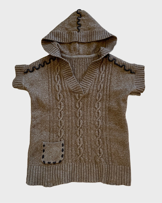Shortsleeve Hooded Knit Top